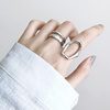 s925纯银食指戒指女士，潮人日韩简约夸张个性圆环，开口指环韩国饰品