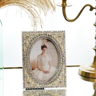 费灵家居金属镶嵌水钻奢华相框彩色钻石相架婚纱相框摆台摆件礼物