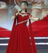 显瘦红色晚礼服年会独唱演出服，民歌礼服舞台表演服装，声乐艺考长裙