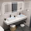 岩板简约现代双台上盆浴室柜组合公用卫生间双盆洗漱台洗手洗脸盆