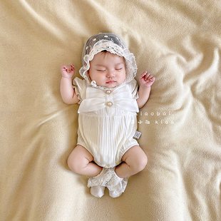 新生婴儿衣服夏装薄款连体衣宝宝，超萌满月百天公主哈衣夏季包屁衣