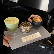 云雾设计感咖啡杯复古浮雕杯不规则褶皱陶瓷杯子创意亚克力托盘