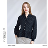 L'ORFEO/奥菲欧欧式复古开襟帅气立领泡泡袖短上衣暗格纹优雅外套