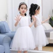 2023女童连衣裙夏装蓬蓬纱裙，白色泡泡袖仙女裙子小女，.&r;.;