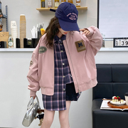 女童春装外套韩版贴标棒球服夹克，洋气短款，时尚字母上衣百搭休闲潮