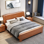 实木床1.8米1.5米双人床中y式，经济型单人床储物高箱床箱框主卧婚