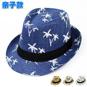 草帽男女通用夏季遮阳帽凉帽绅士帽户外小礼帽亲子旅游防晒帽