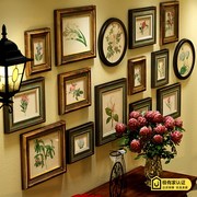 美式乡村照片墙客厅餐厅，相框墙组合挂墙欧m式装饰画田园花卉相片