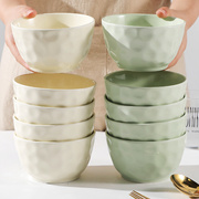 碗家用10只装4.75英寸陶瓷米饭碗汤碗面碗餐具简约纯色水果碗