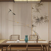 新中式定制墙布燕子壁布客厅卧室床头电视背景墙装饰壁纸沙发竹子