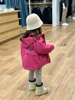 2023冬季童装韩版童装，女童韩版字母印花连帽棉服，夹棉玫红外套