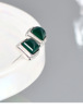 s925银简约小众设计方形绿玛瑙耳钉复古气质绿色小巧耳环文艺耳坠