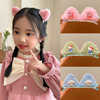 韩国儿童猫耳朵毛绒发夹小女孩可爱侧边立体夹子女童公主发卡发饰