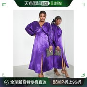香港直邮潮奢edition女士，editioncurve缎面垂褶蝙蝠，袖紫色中