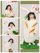 儿童摄影服装兔子女孩大童影楼，拍照衣服白毛衣(白毛衣)2022年黑桃主题套装