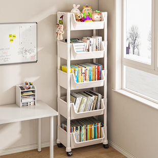书架落地置物架书本收纳移动一体靠墙储物柜儿童学生简易家用书柜