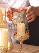 轻奢欧式金属玻璃五头蜡烛台三头美式复古客厅餐桌婚庆装饰品摆件