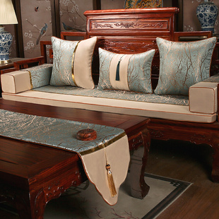 新中红式木沙发垫四季通用实木椅坐垫套夏季座垫，布艺防滑海绵垫子