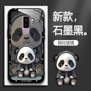 适用三星S9+手机壳SM-G9650熊猫手机套galaxy的保护套防摔软壳硅胶玻璃男女款网红可爱情侣卡通超薄全包