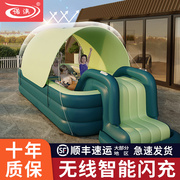 充气游泳池儿童家庭用宝宝可折叠小孩，室内洗澡大型成人滑梯戏水池