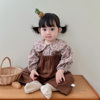 韩版婴儿衣服春秋套装，女宝宝洋气碎花，上衣背带裤两件套婴幼儿爬服