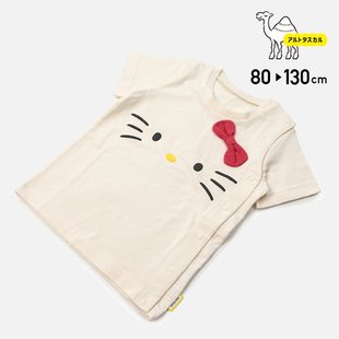 日本凯蒂猫 hellokitty 2023夏季女童装宝宝侧边按扣圆领短袖T恤