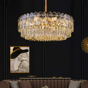 别墅水晶吊灯金色圆形K9水晶灯轻奢后现代北欧客厅餐厅豪华卧室灯