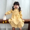 韩国童装2023秋冬gioiello淑女时尚甜美可爱花边收腰连衣裙