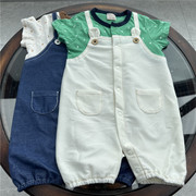 出口日本原单pm婴幼儿宝宝，短袖中性纯棉，连体衣哈衣爬服童装
