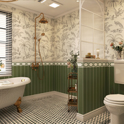 梵内轻奢法式卫生间花片瓷砖复古绿厨房花砖地砖浴室厕所墙砖