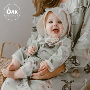 Oak Family婴儿连体衣婴幼儿春季纯棉百天宝宝新生儿衣服满月爬服