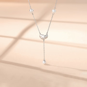 925ins纯银珍珠项链小众设计感锁骨链女潮简约贝壳，吊坠网红毛衣链