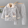 定制冬季儿童睡衣加绒加厚款法兰绒男童男孩宝宝珊瑚绒夹棉家居服