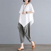 套装两件套2f022韩版宽松显瘦蝙蝠袖哈伦裤套装休闲潮夏季女