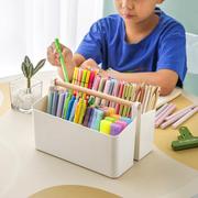 收纳盒学生马克笔大容量笔筒，书桌面儿童画笔水，彩笔铅笔文具桶笔架