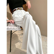 白色高腰西装阔腿裤女夏季薄款2024小个子直筒垂感高级感裤子