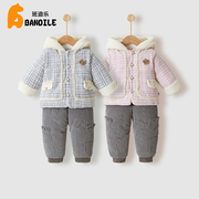 班迪乐女宝棉服冬季宝宝衣服，儿童秋套装，女童运动套装潮装两件套