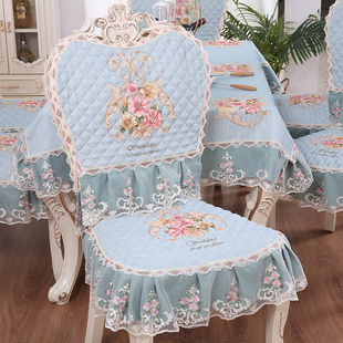 欧式餐椅套罩家用餐椅，坐垫套加大餐椅垫套装餐桌布圆桌布茶几布