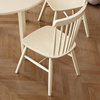 奶油风白色温莎椅小牛角椅北欧简约餐桌配套软包餐椅全实木凳