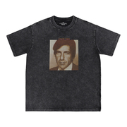 Leonard Cohen数码直喷水洗做旧乐队复古美式街头朋克摇滚短袖T恤