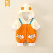 6一12月婴儿衣服薄棉连体衣套装3新生儿冬装洋气宝宝冬天衣服