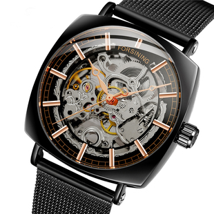 国产富西尼手表防水机械表指针式，镂空自动男士，陀飞轮表带清新腕表