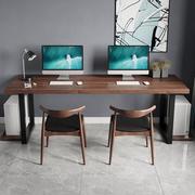 简约实木铁艺电脑桌椅，组合家用原木，双人书桌写字台现代职员办公桌