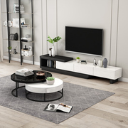 北欧电视柜现代简约客厅，家用小户型轻奢家具伸缩电视，机柜茶几组合