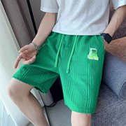 绿色短裤男士夏季2023五分中裤子痞帅男装休闲运动大裤衩