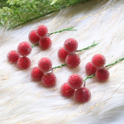 香桔 圣诞节装饰品4cm红色水晶苹果插枝果子串圣诞树套餐花环挂件