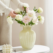 轻奢中古芬顿奶油玻璃花瓶客厅创意插花水养鲜花玫瑰百合装饰摆件