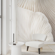 北欧风3d立体壁纸客厅，沙发壁画简约美式蘑菇白色墙纸卧室背景