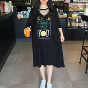 2024夏季韩国东大门大码女装，宽松中长款蕾丝拼接短袖，t恤裙连衣裙