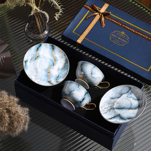大树「海雾」欧式骨瓷咖啡杯碟套装对杯小众下午茶高档精致礼盒装